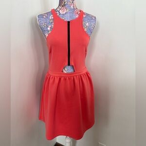 One Clothing Coral Dress with Black Accent Zipper